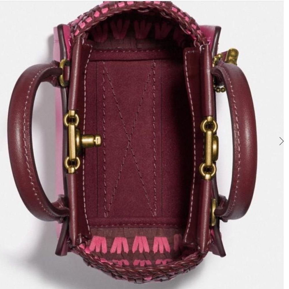 Coach Mini 619 Confetti Pink Troupe Tote 16 With Weaving Purse Handbag Crossbody - Picture 14 of 15